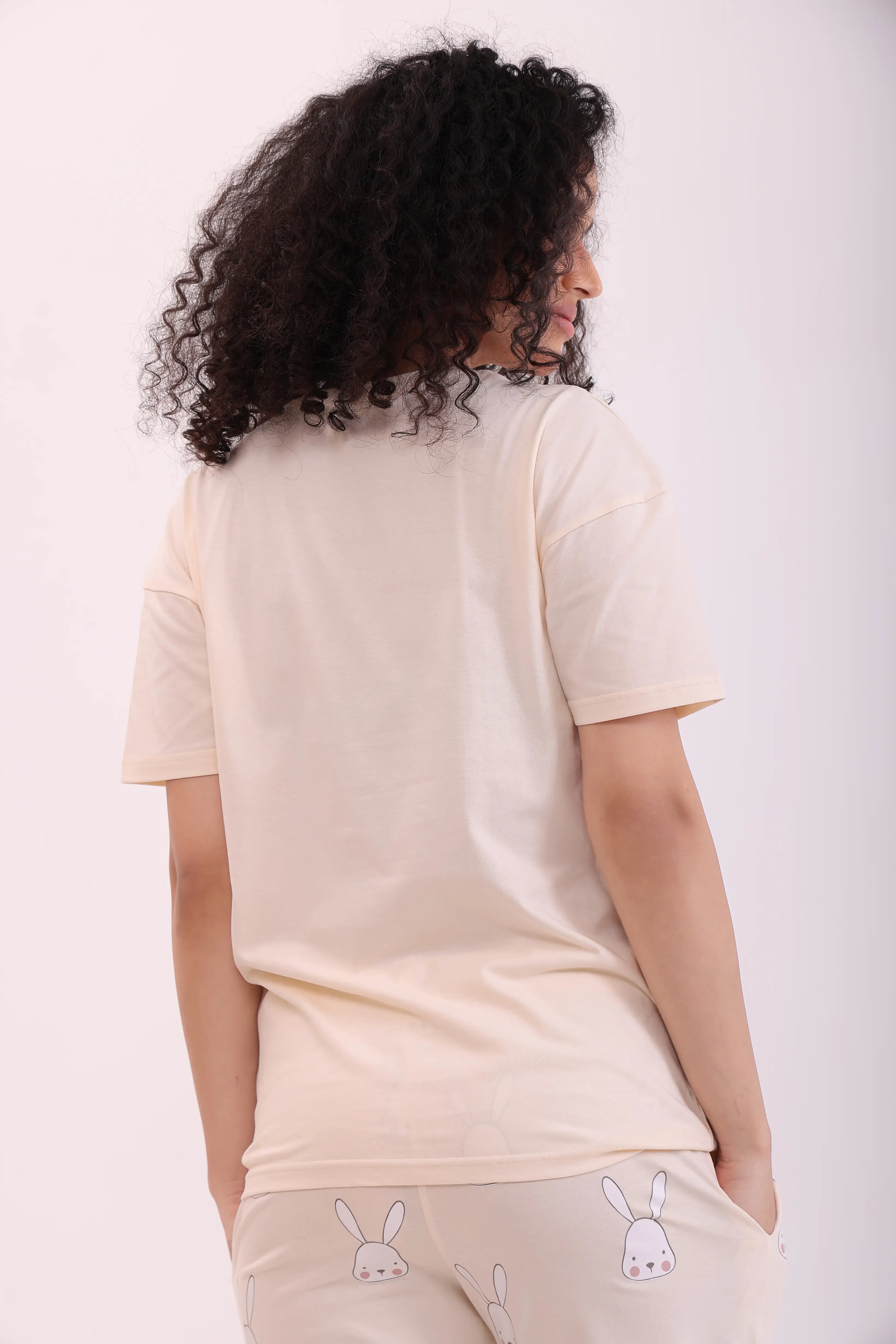 Ecru White Over-sized Printed Tee