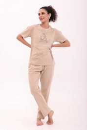 Sand Over-sized Printed Tee