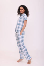 Azure Checks Cotton Pyjama Set