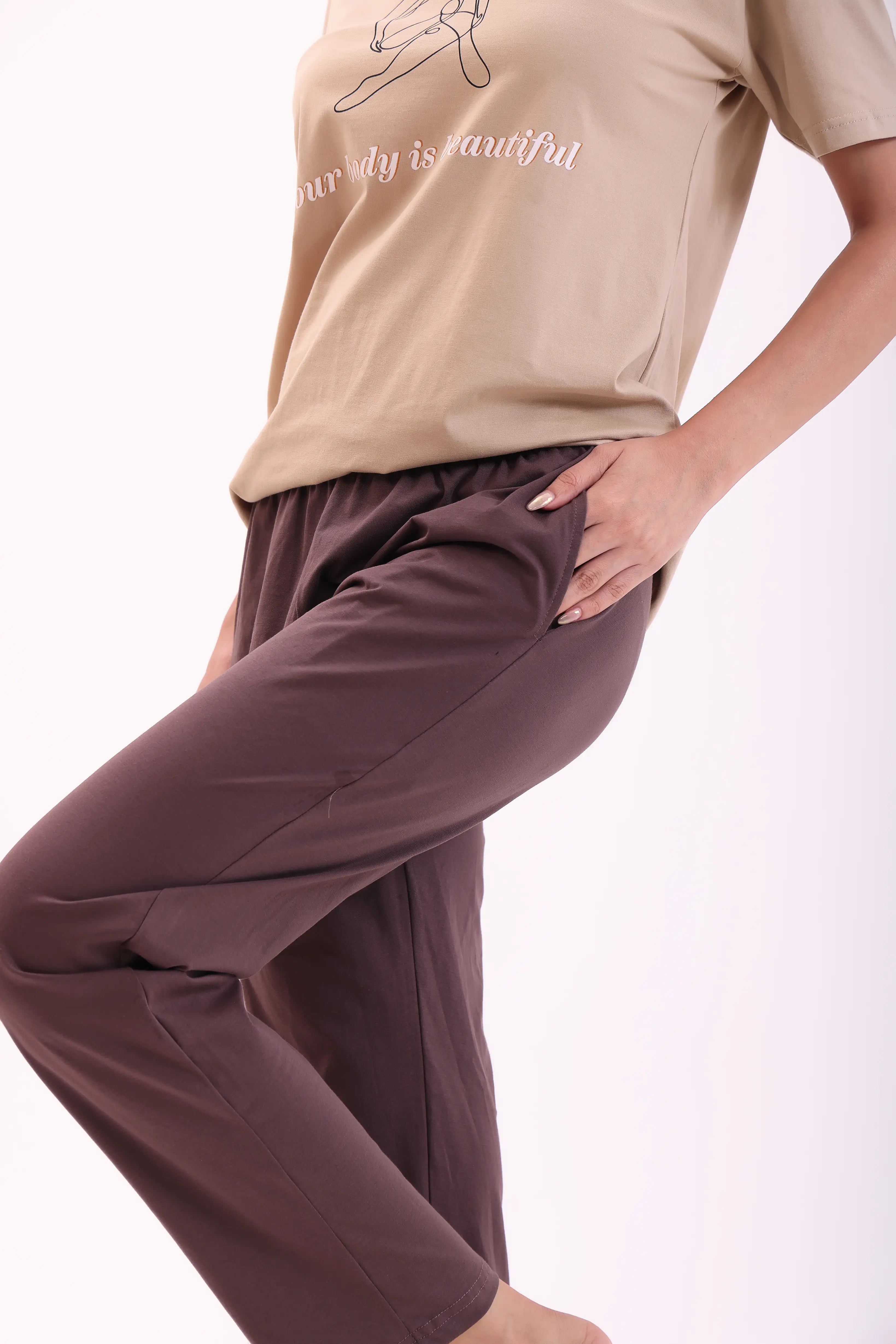 Basic Brown Cotton Pyjama