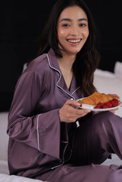 Mulberry Flared Satin Pyjama Set