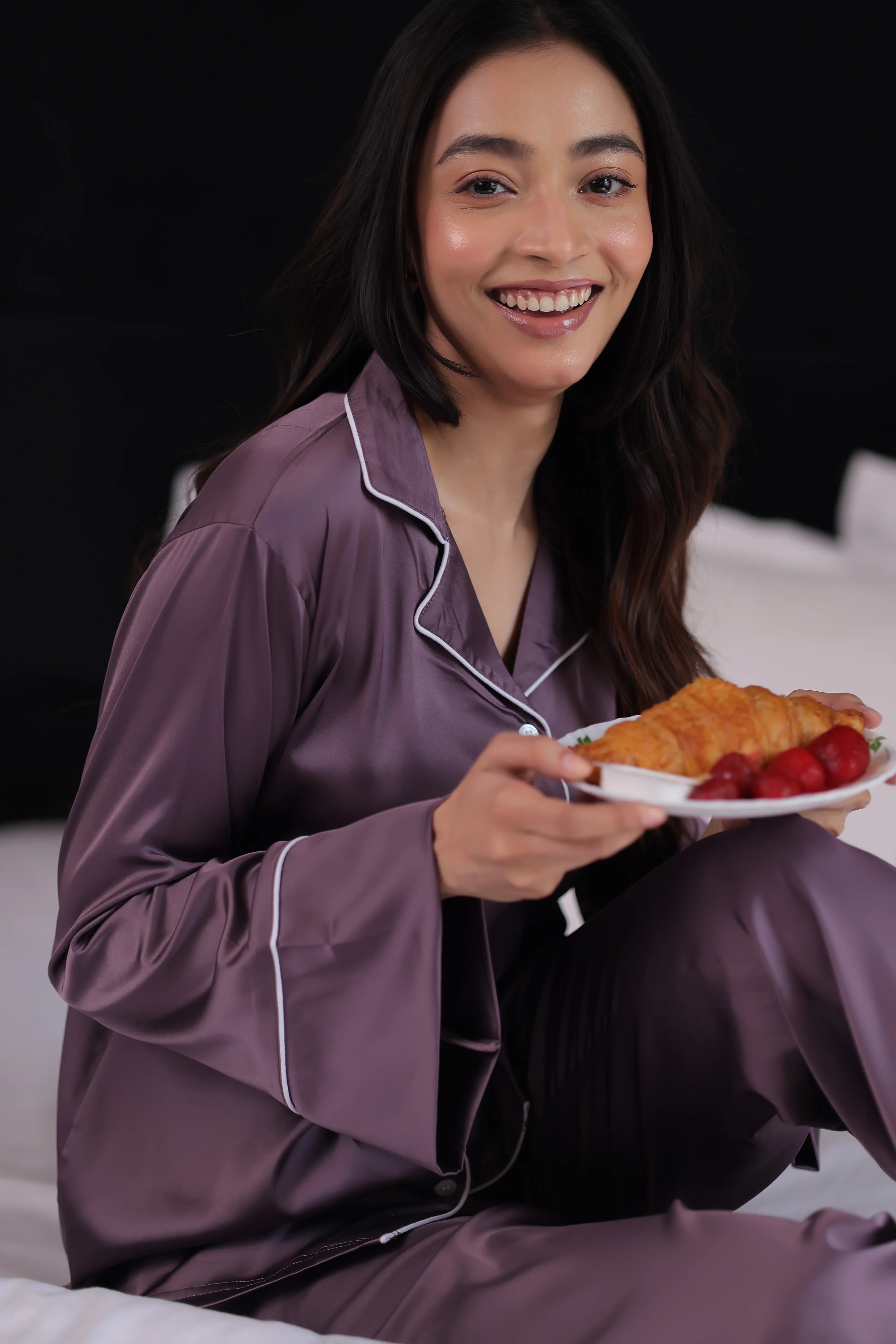 Mulberry Flared Satin Pyjama Set