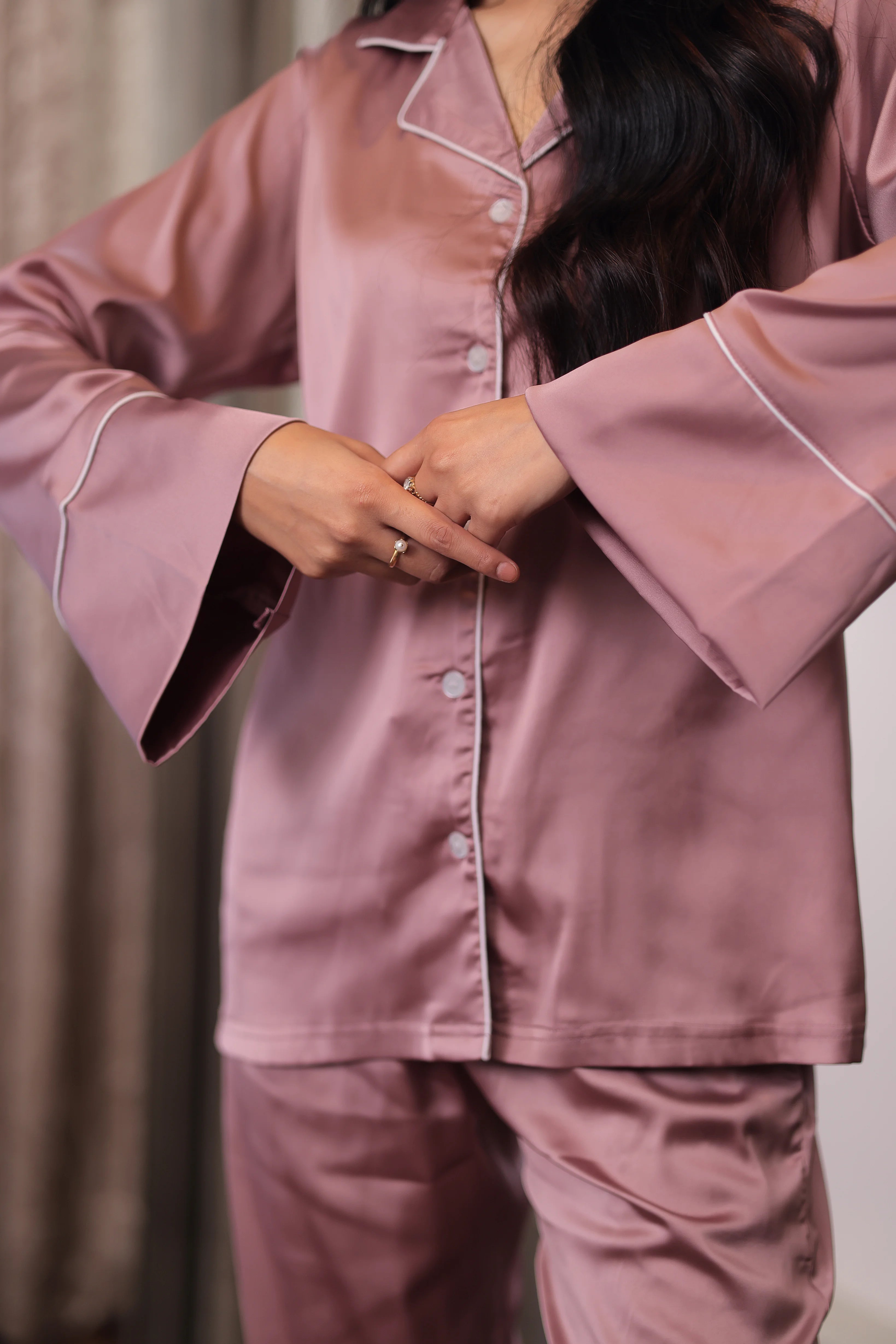 Roselle Flared Satin Pyjama Set