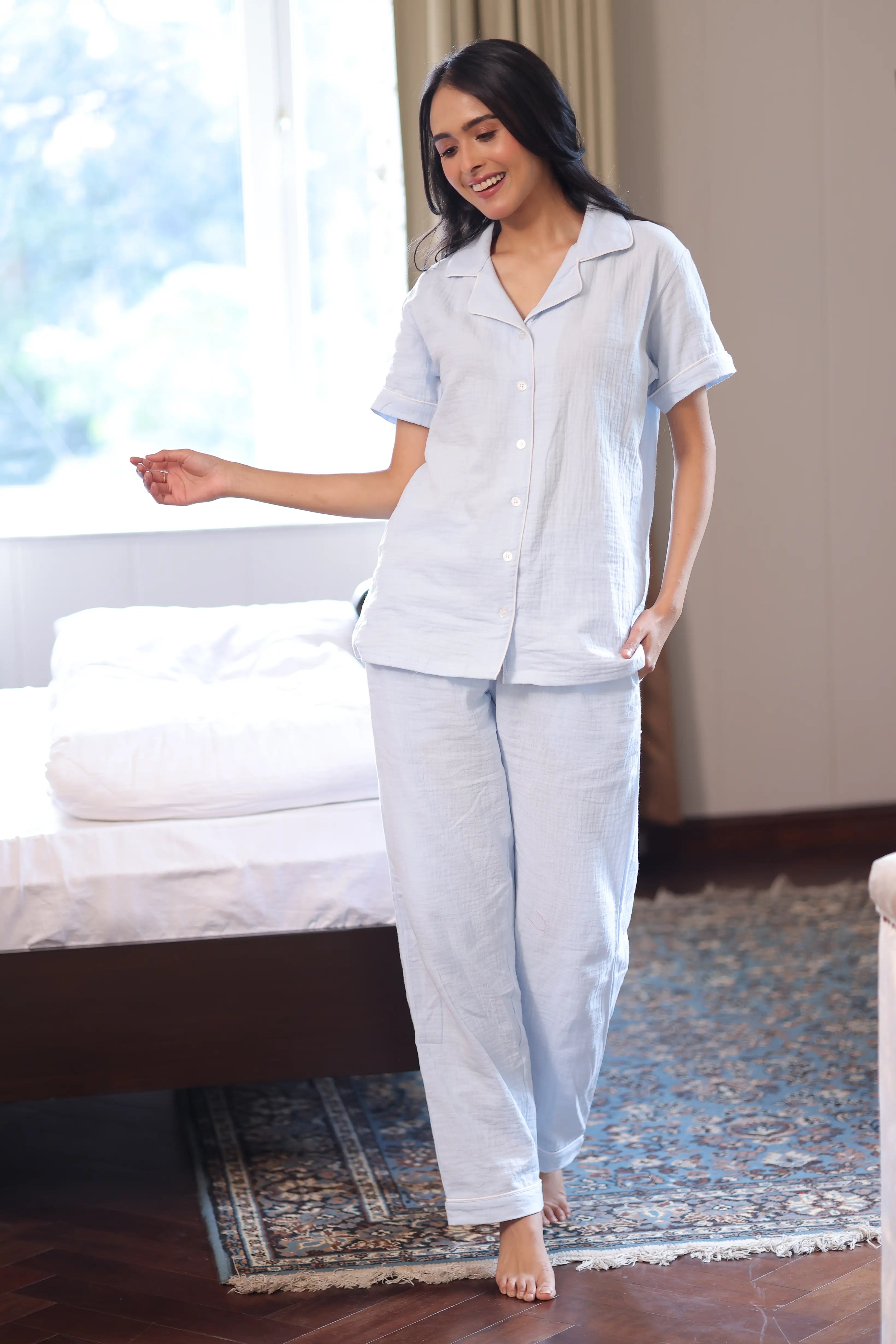 Sky Muslin Pyjama Set