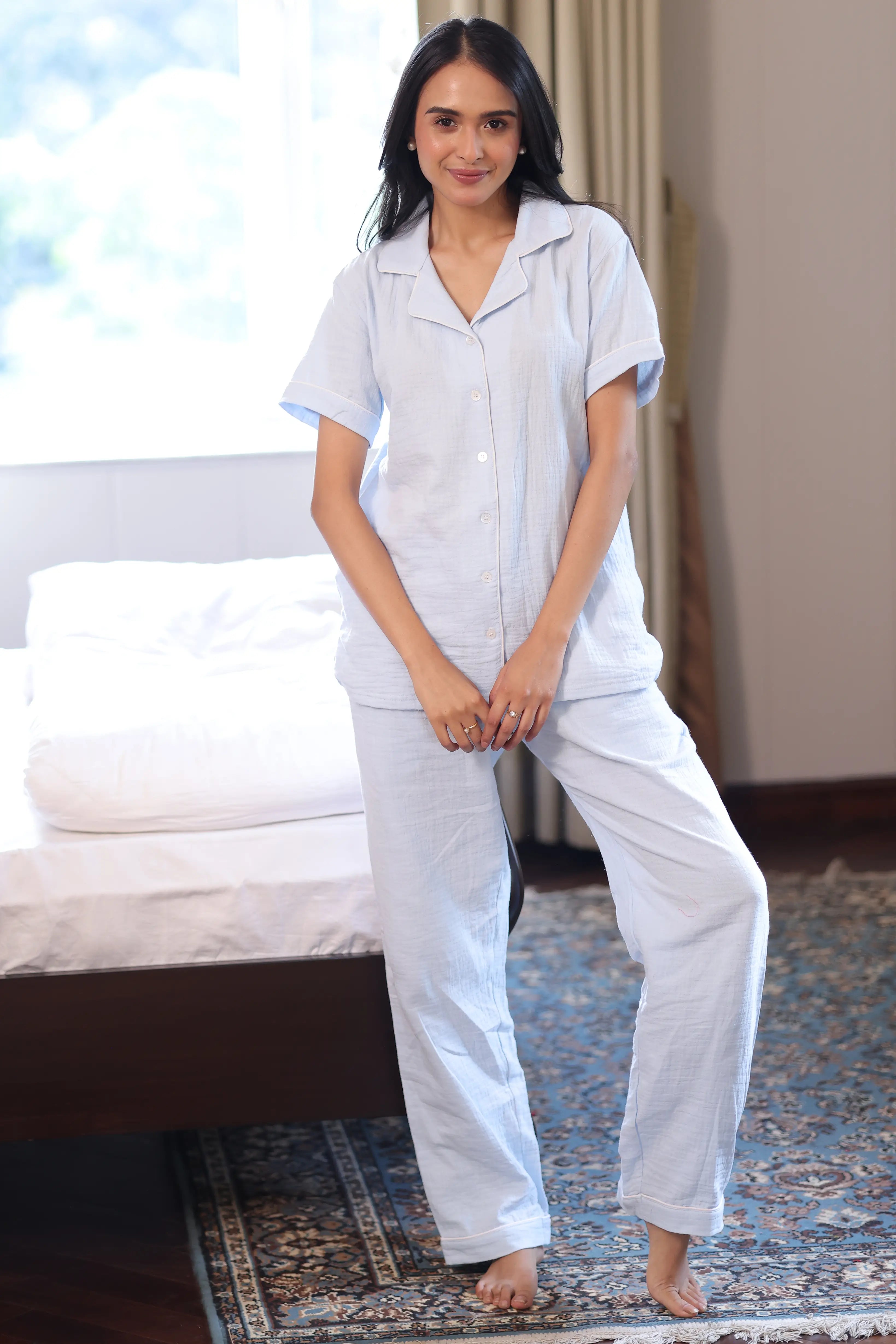 Sky Muslin Pyjama Set