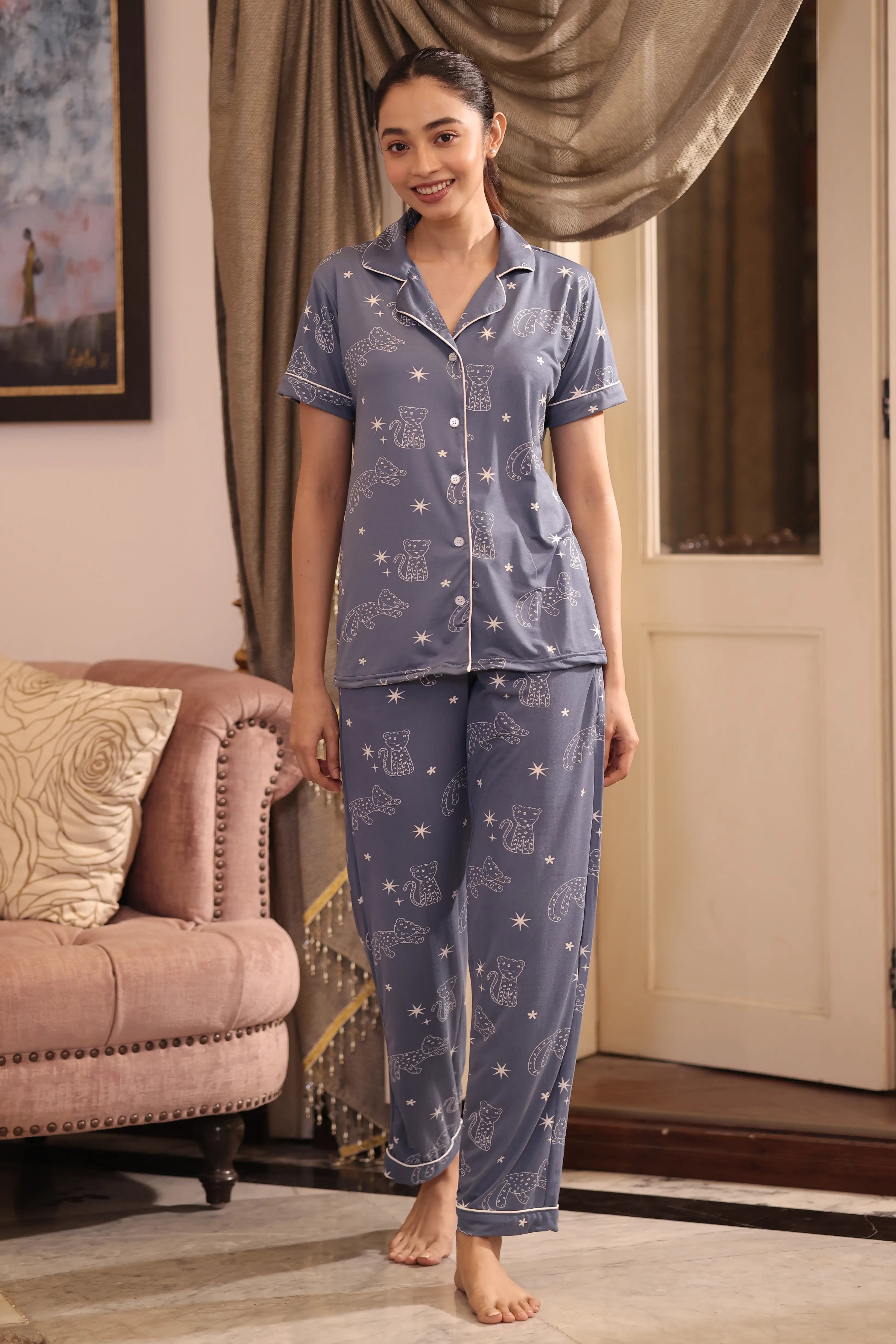 Midnight Leopard Modal Pyjama Set