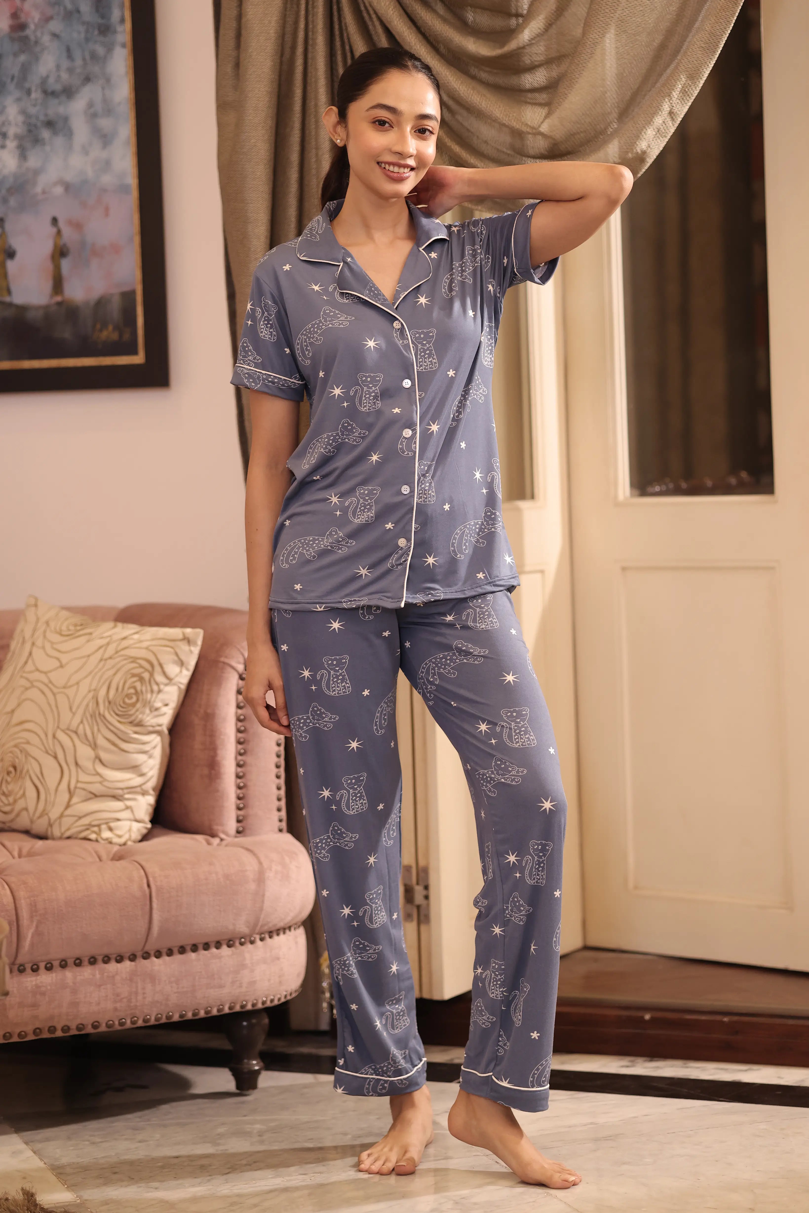 Midnight Leopard Modal Pyjama Set