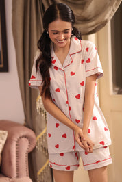 Soft Hearts Shorts Set