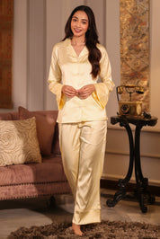 Vanilla Flared Satin Pyjama Set