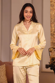 Vanilla Flared Satin Pyjama Set