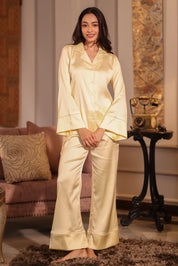 Vanilla Flared Satin Pyjama Set