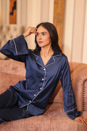 Sapphire Flared Satin Pyjama Set