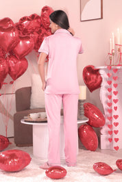 Candy Pink Solid Pyjama Set