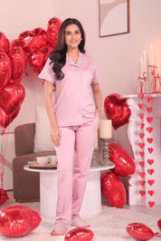 Candy Pink Solid Pyjama Set