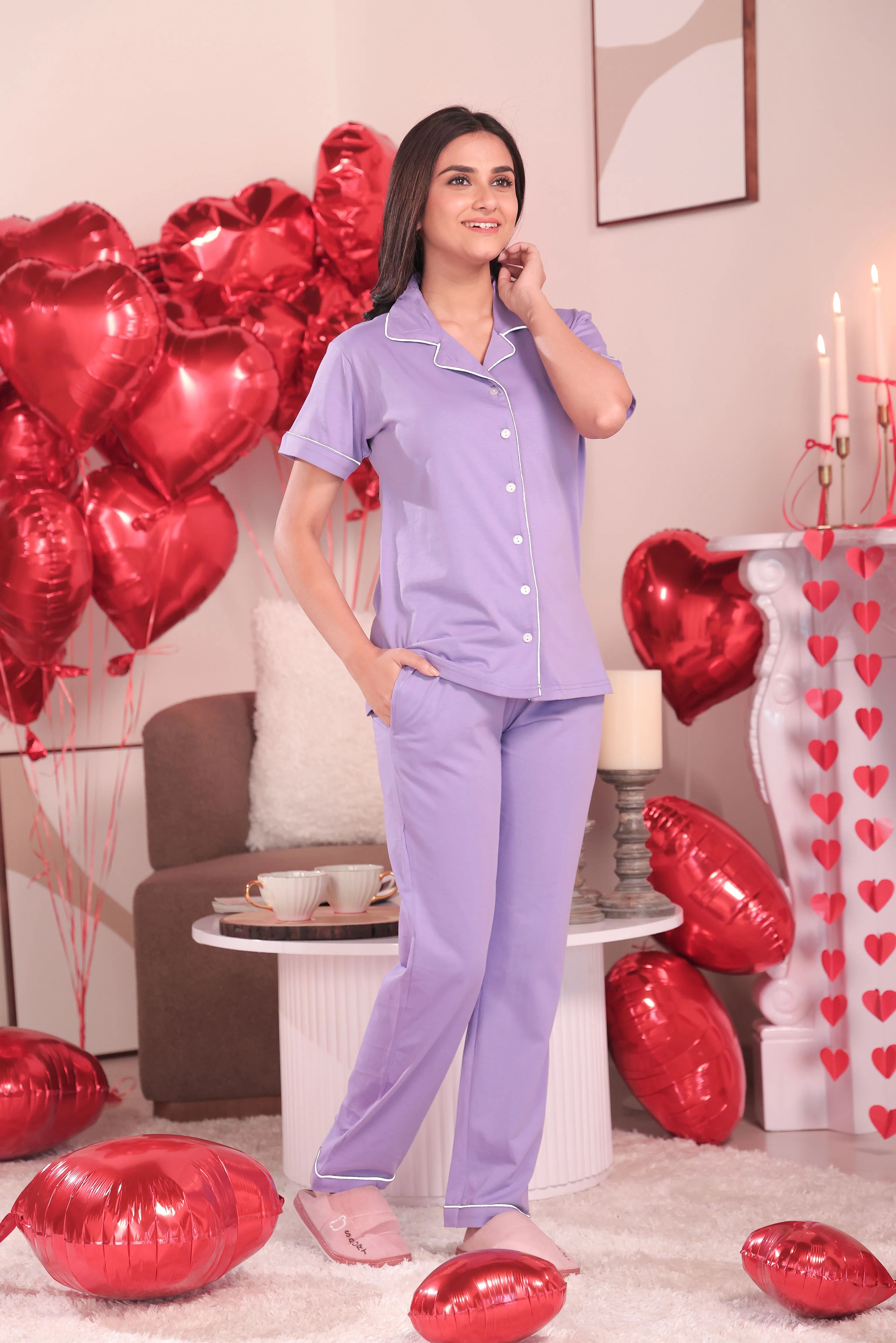Periwinkle Solid Pyjama Set