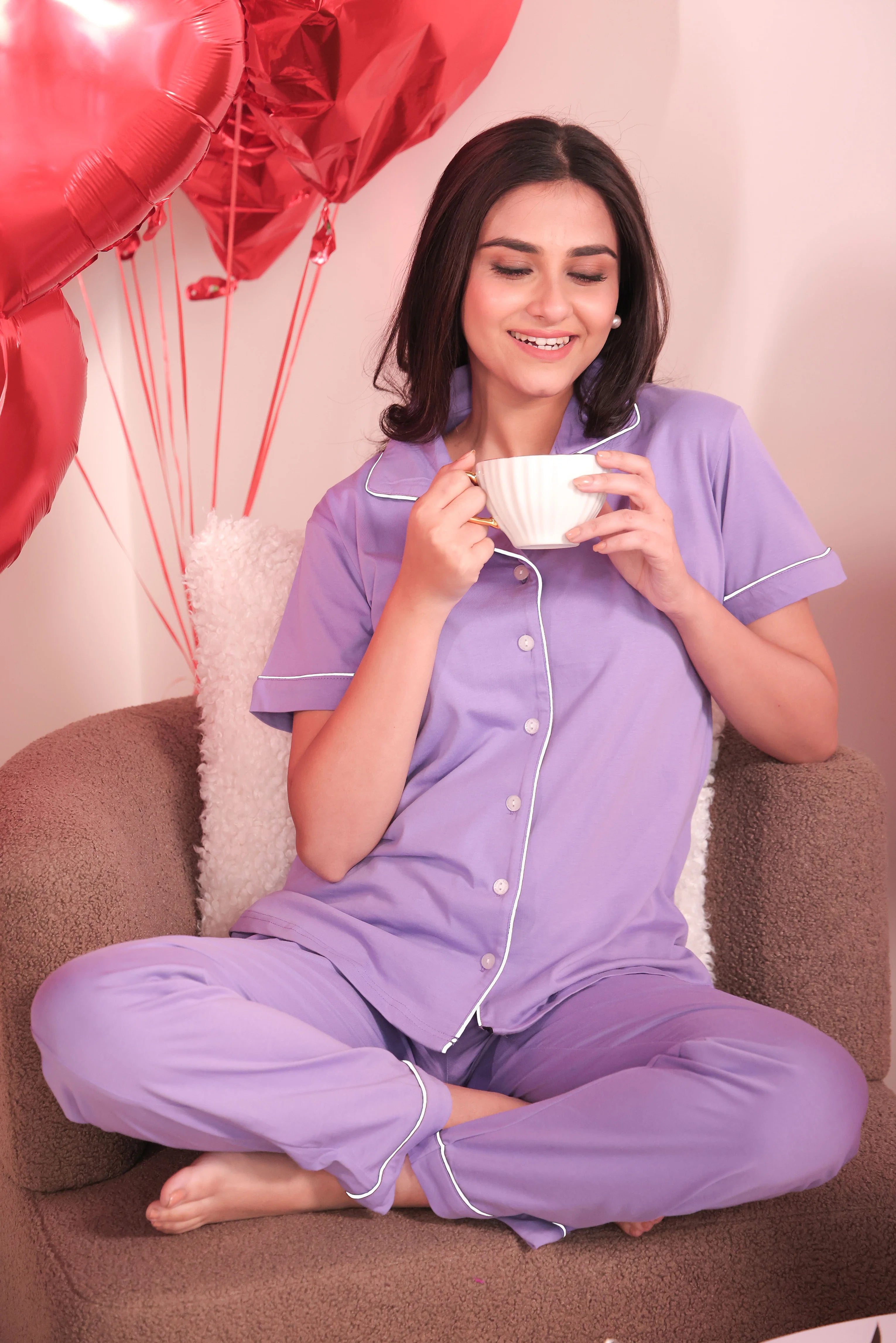 Periwinkle Solid Pyjama Set