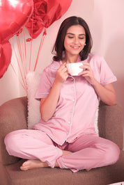 Candy Pink Solid Pyjama Set