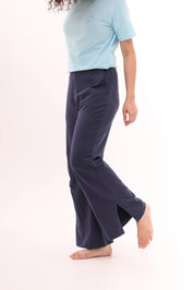 Navy Flared Side Slit Pants