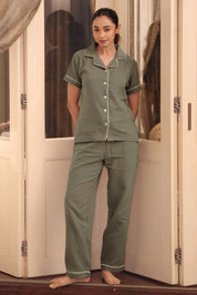 Olive Muslin Pyjama Set