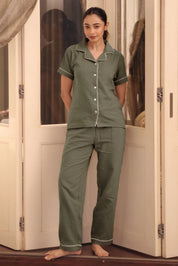 Olive Muslin Pyjama Set