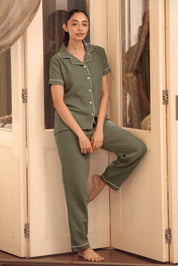 Olive Muslin Pyjama Set