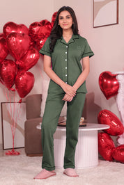 Olive Solid Pyjama Set