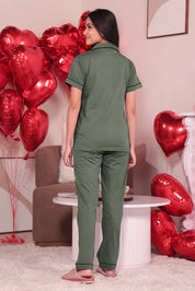 Olive Solid Pyjama Set