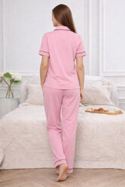 Pink Solid Pyjama Set