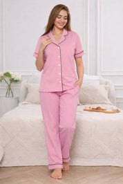 Pink Solid Pyjama Set