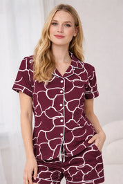 Plum Print Shorts Set