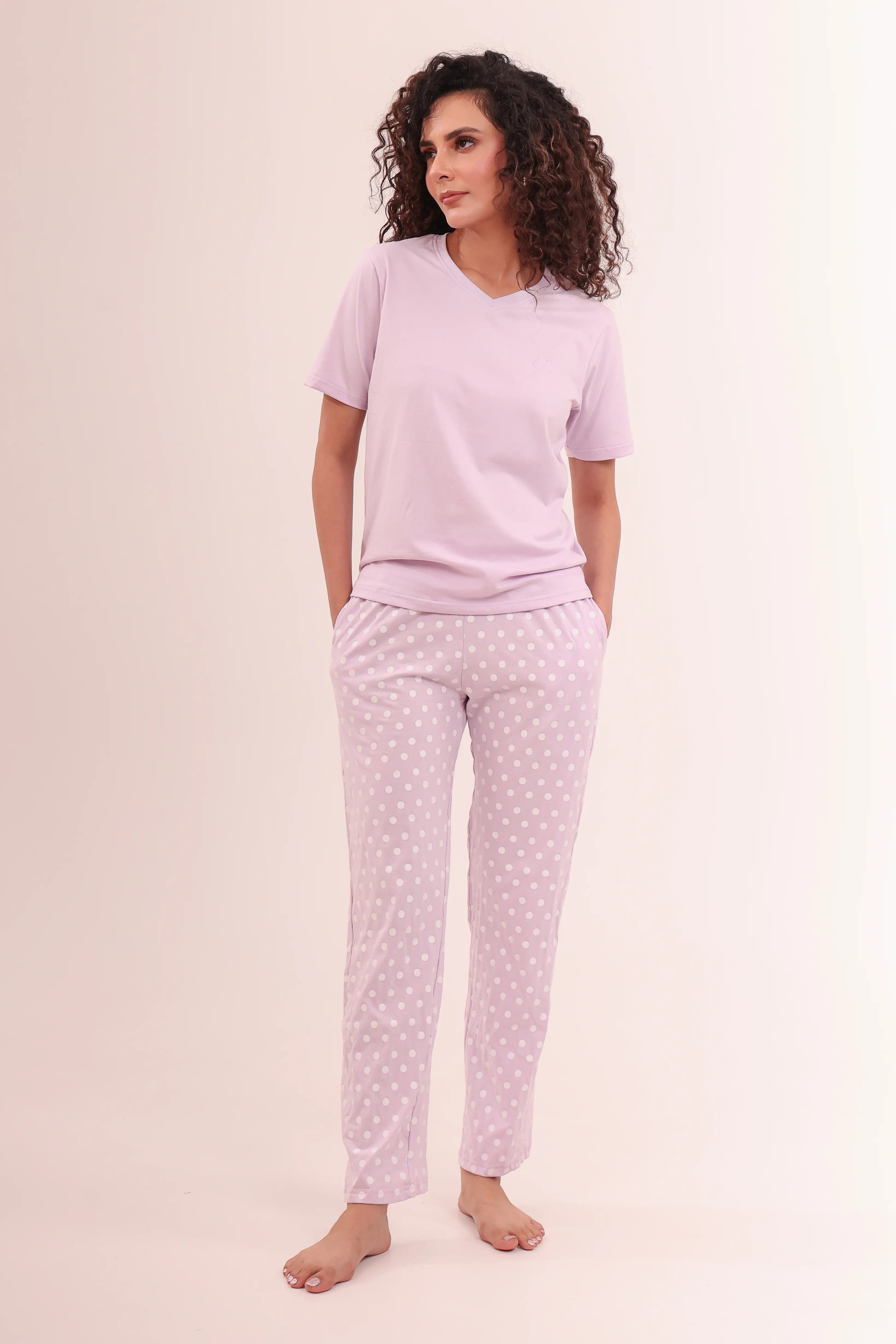 Polka Dot Printed Cotton Pyjama