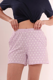 Polka Dot Printed Cotton Shorts