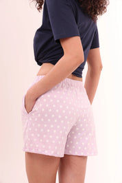 Polka Dot Printed Cotton Shorts