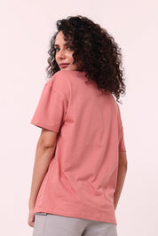 Rose Pink Over-sized Printed Tee