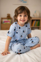 Cat love Kids Unisex Nightwear Sky Blue