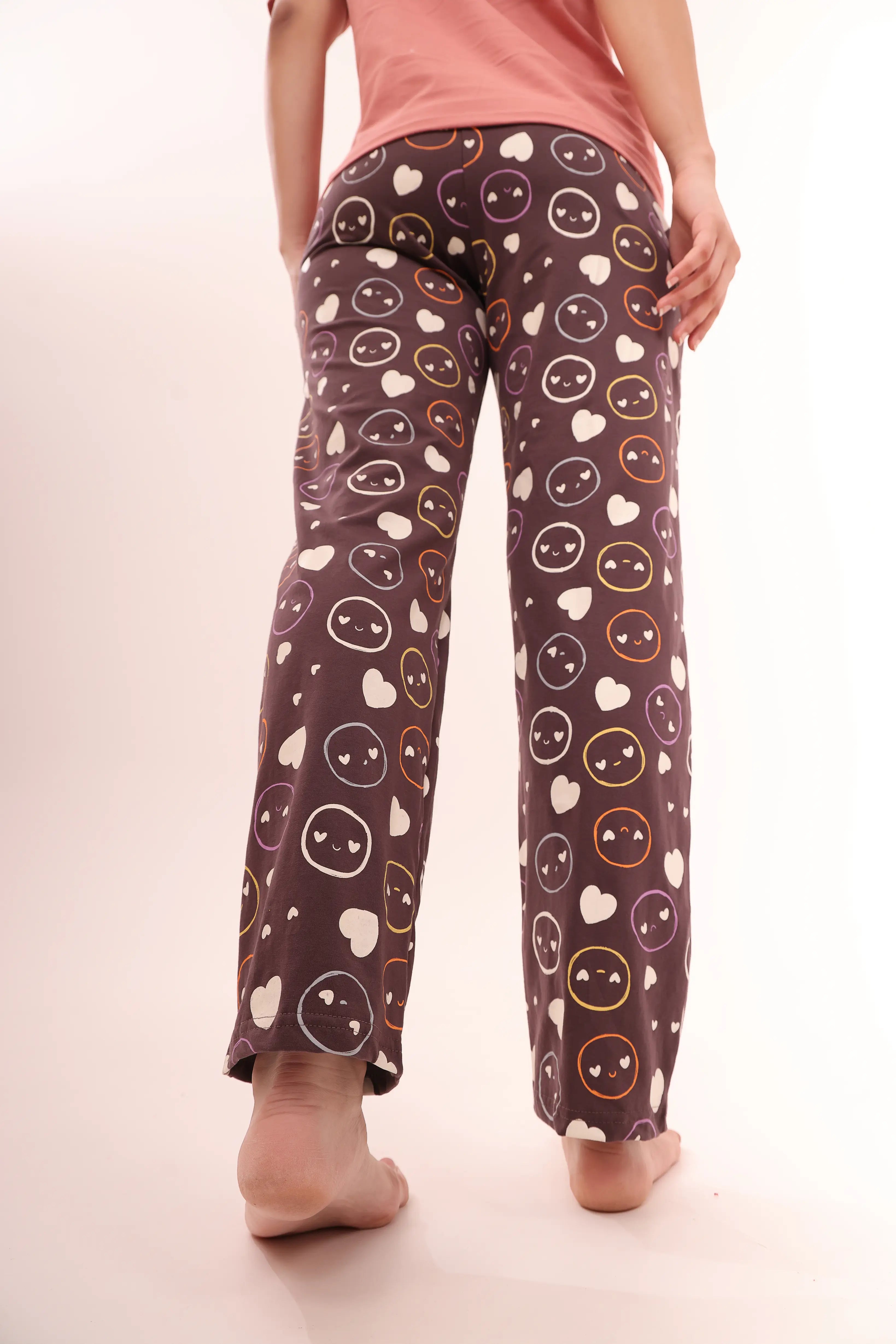 Smile & Hearts Printed Cotton Pyjama