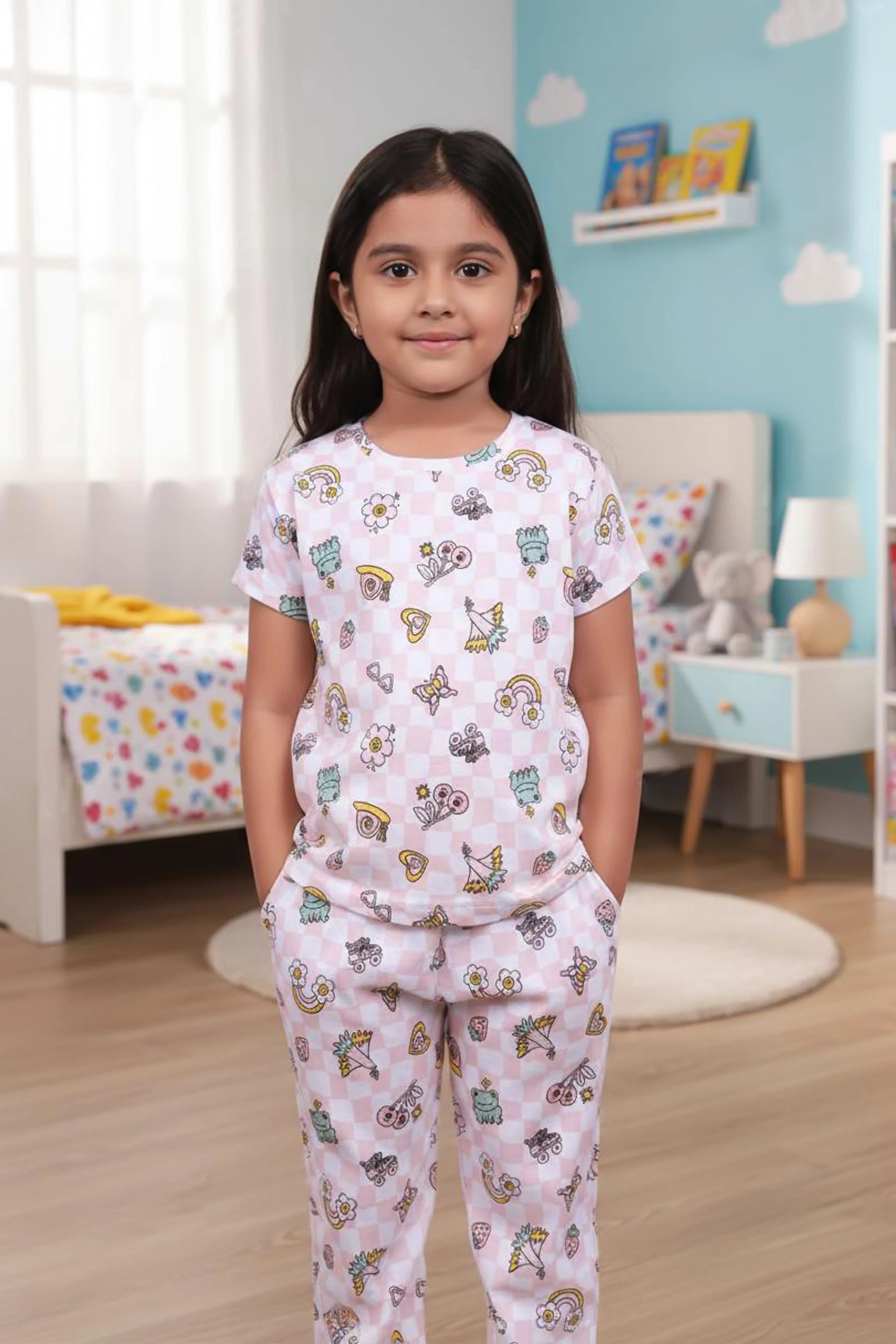 Summer Vibe Kids Unisex Nightwear Peach