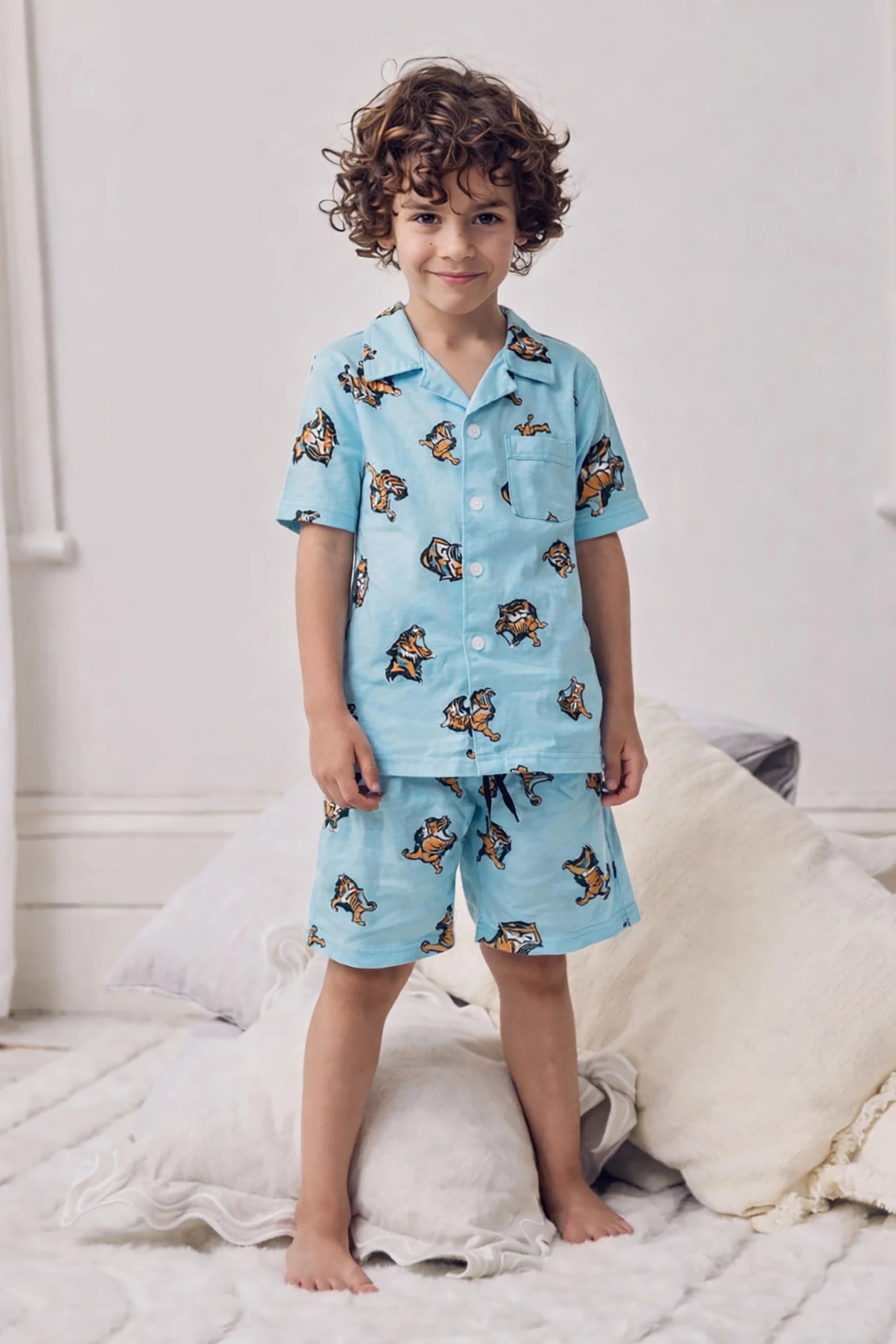 Tiger Kids Shorts Set (Blue)