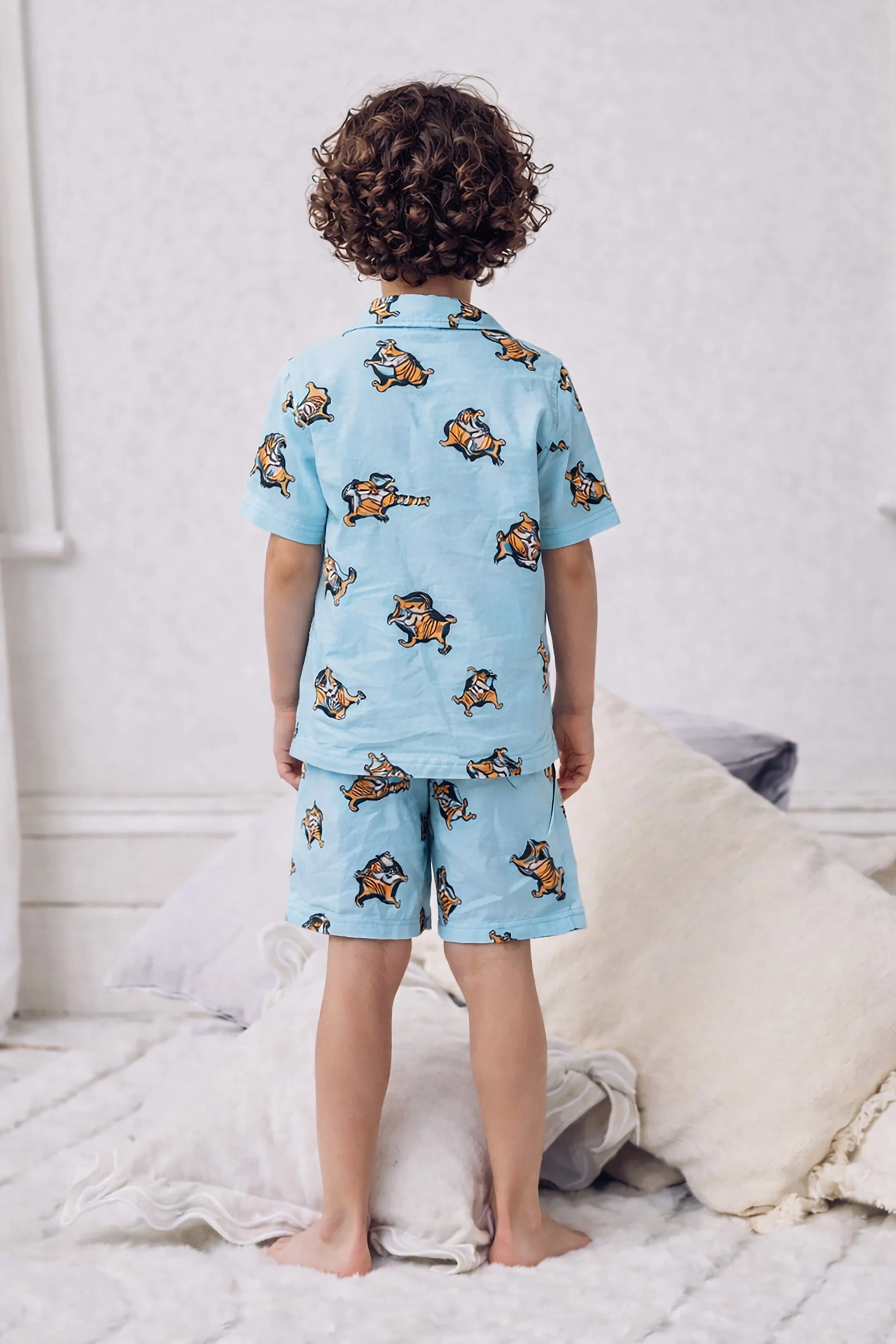 Tiger Kids Shorts Set (Blue)