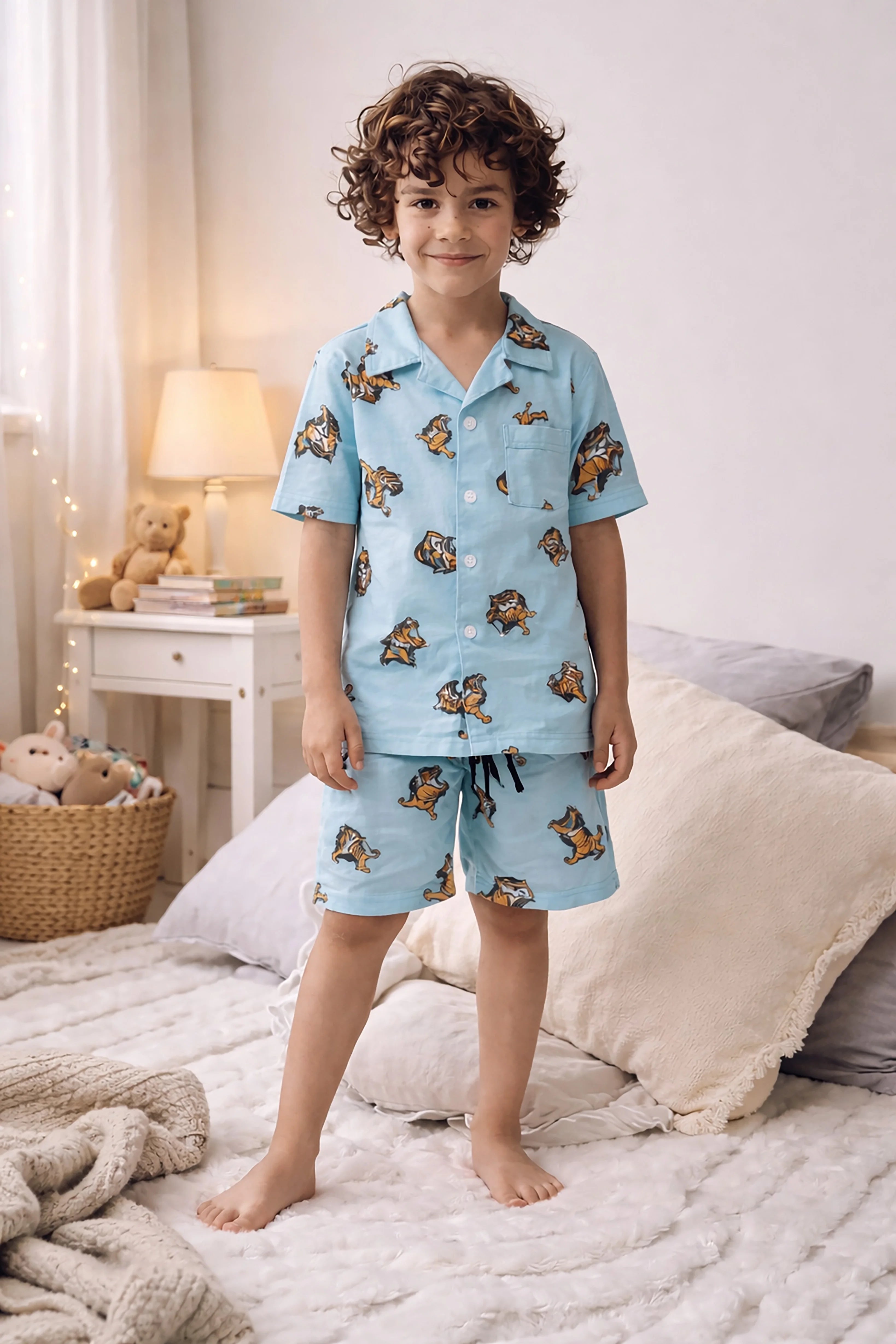 Tiger Kids Shorts Set (Blue)