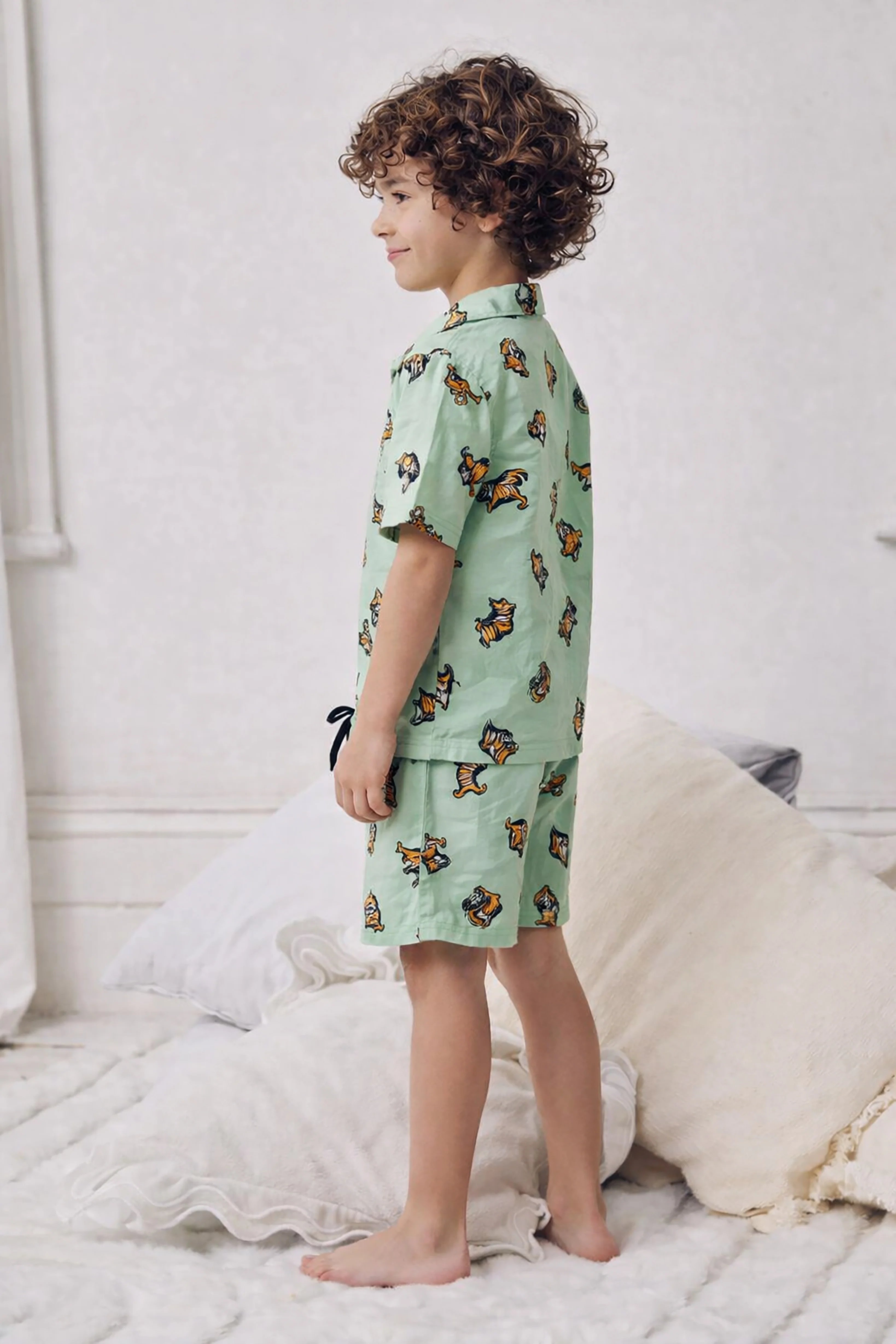Tiger Kids Shorts Set (Mint)