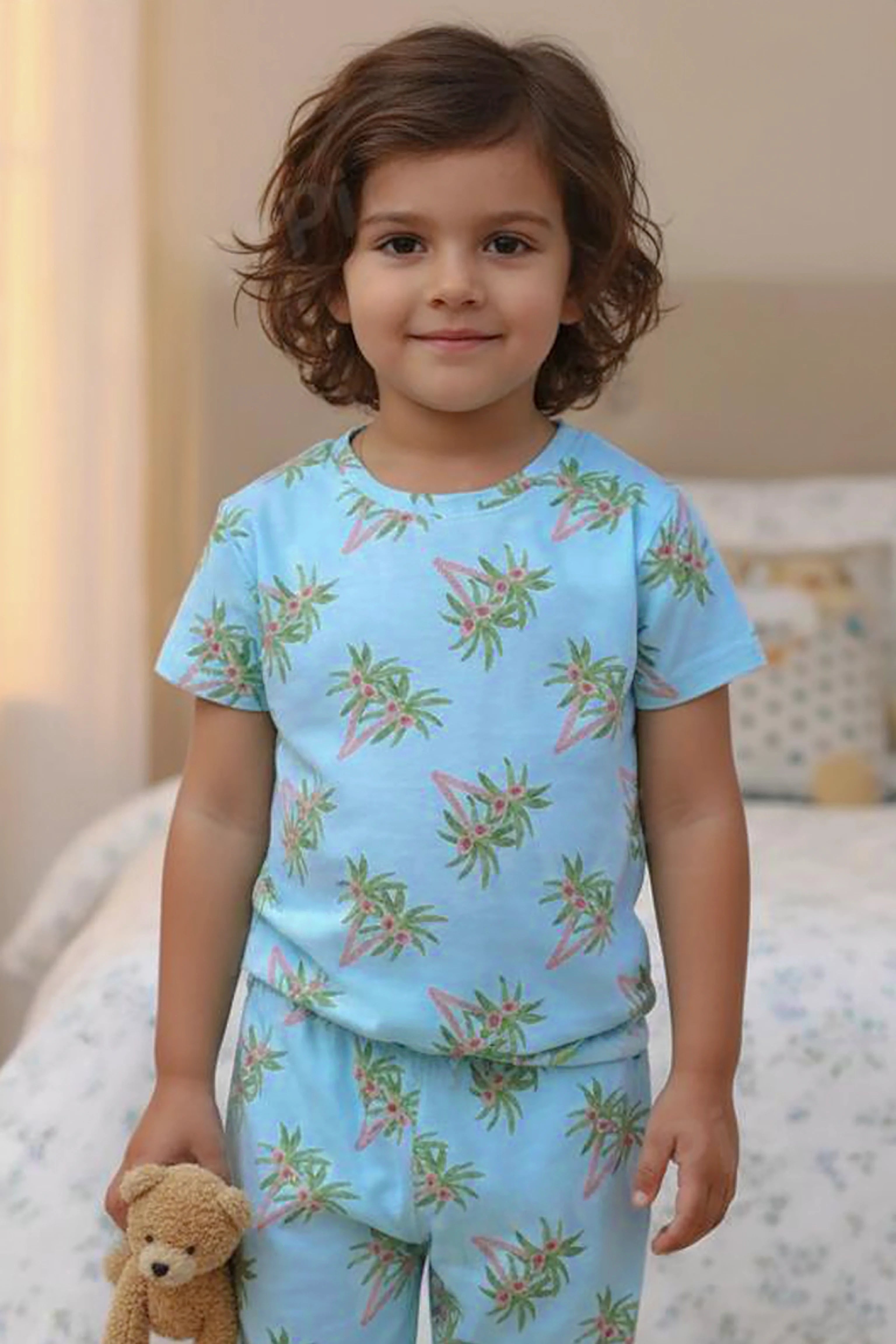 Tropical Kids Unisex Nightwear Blue