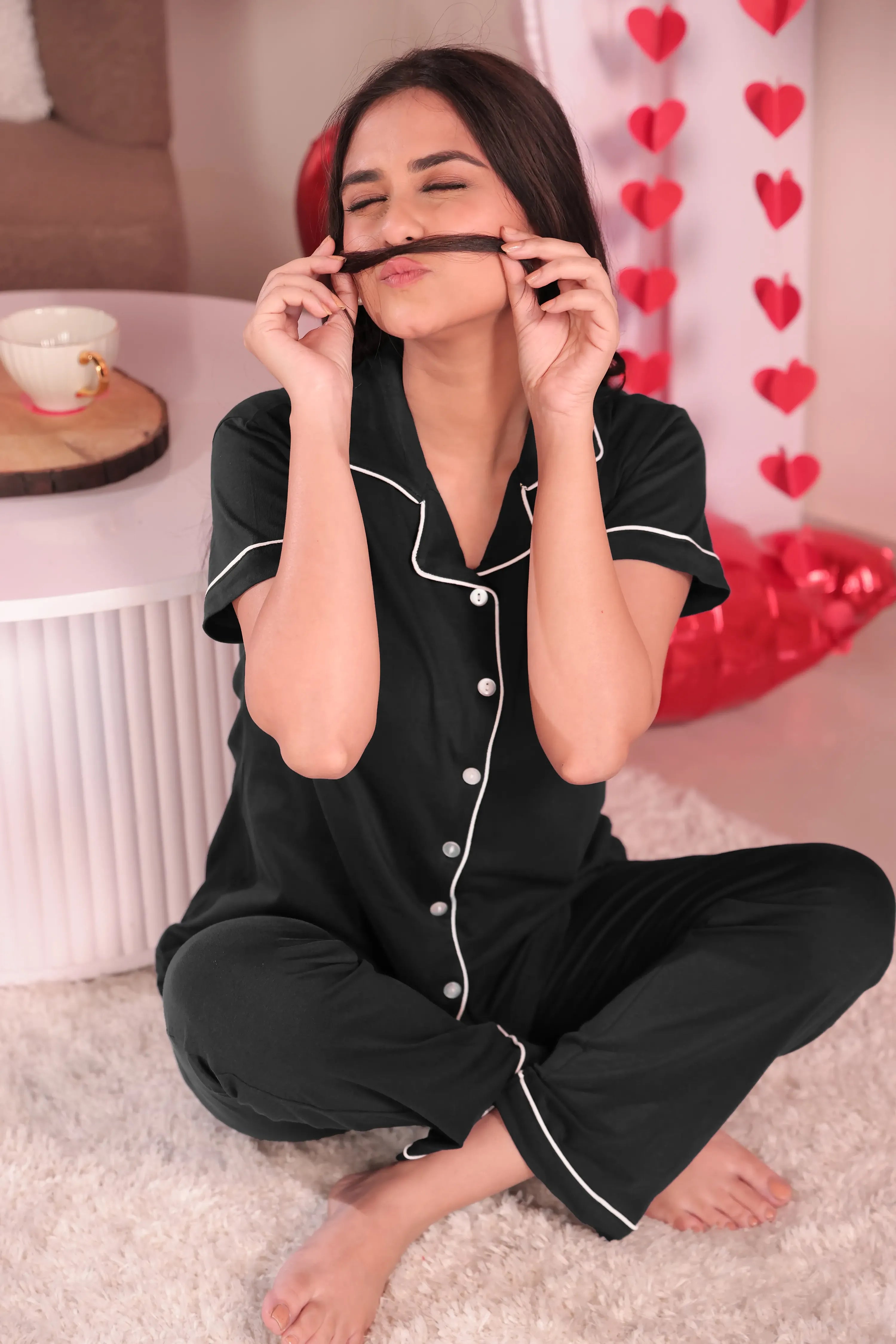 Black Solid Pyjama Set - NapStory