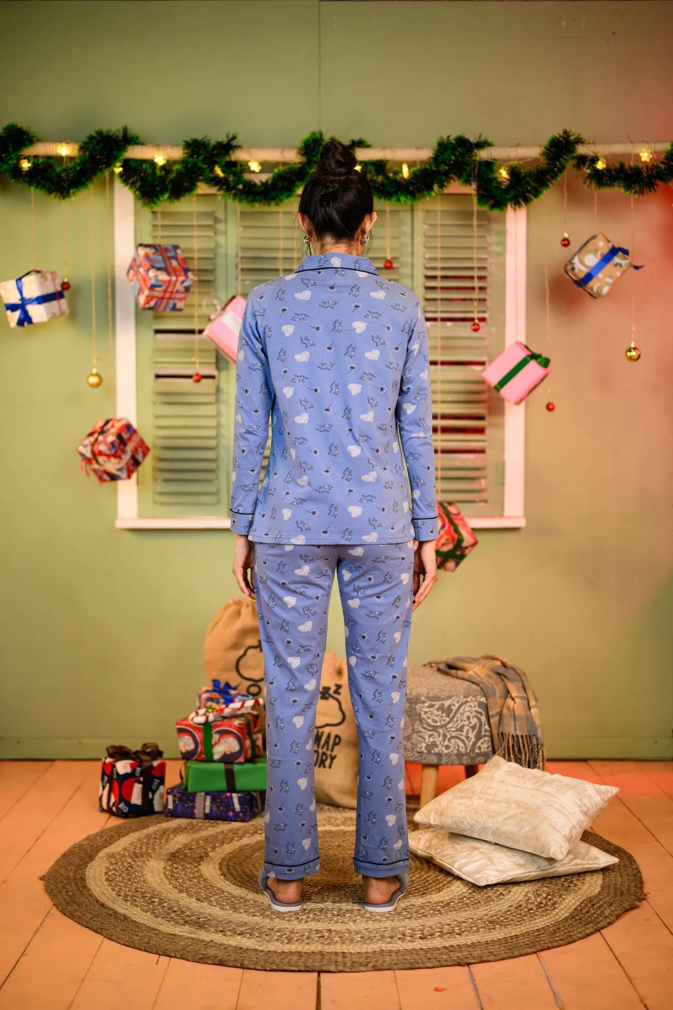 Blue Dandelion Full Sleeves Pyjama Set - NapStory