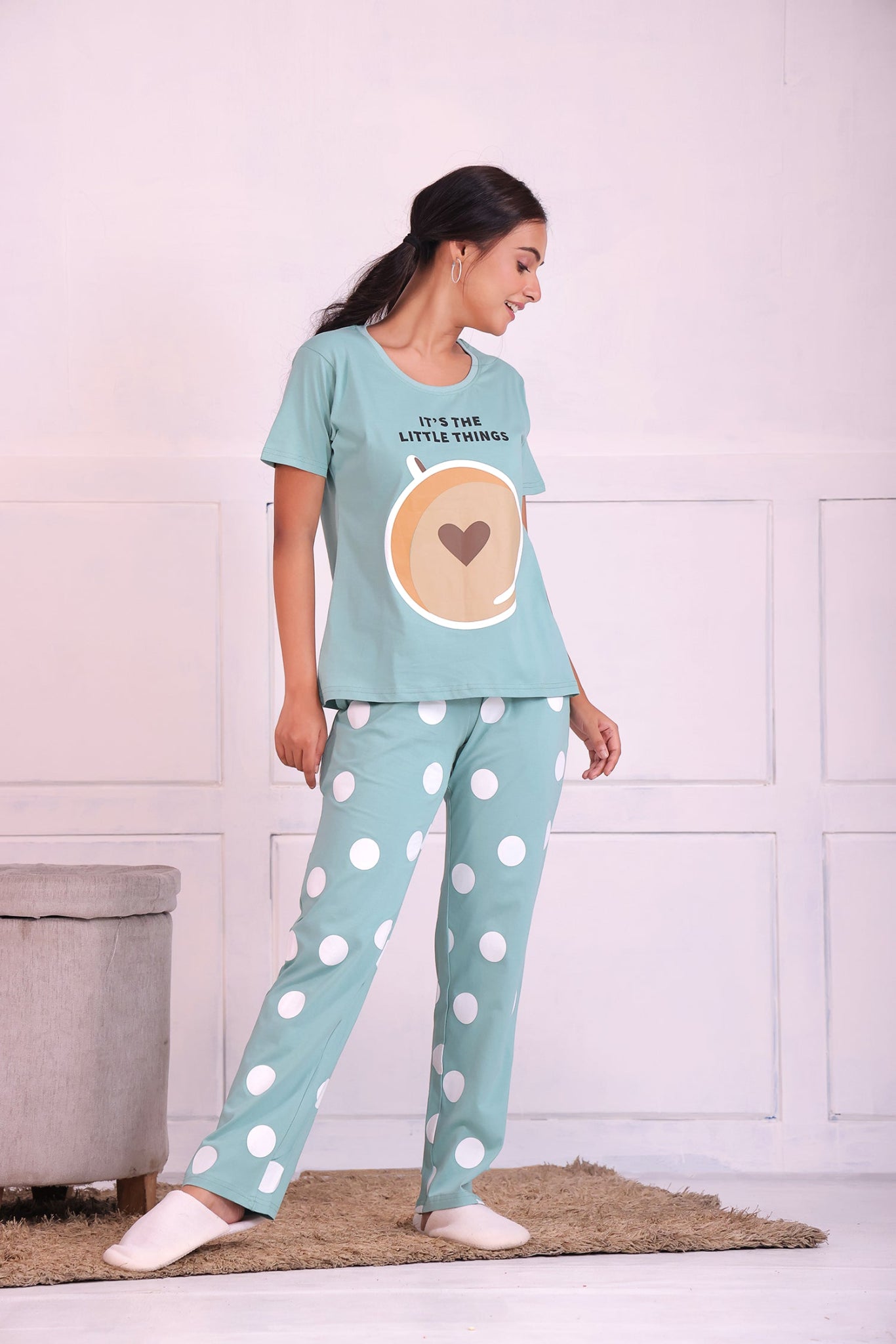 Cappuccino Polka T-shirt Pyjama Set - Main Image