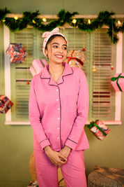 Dirty Pink Fleece Full Sleeve Nightsuit Set - NapStory