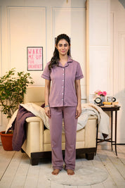 Dusty Lilac Solid Pyjama Set - NapStory