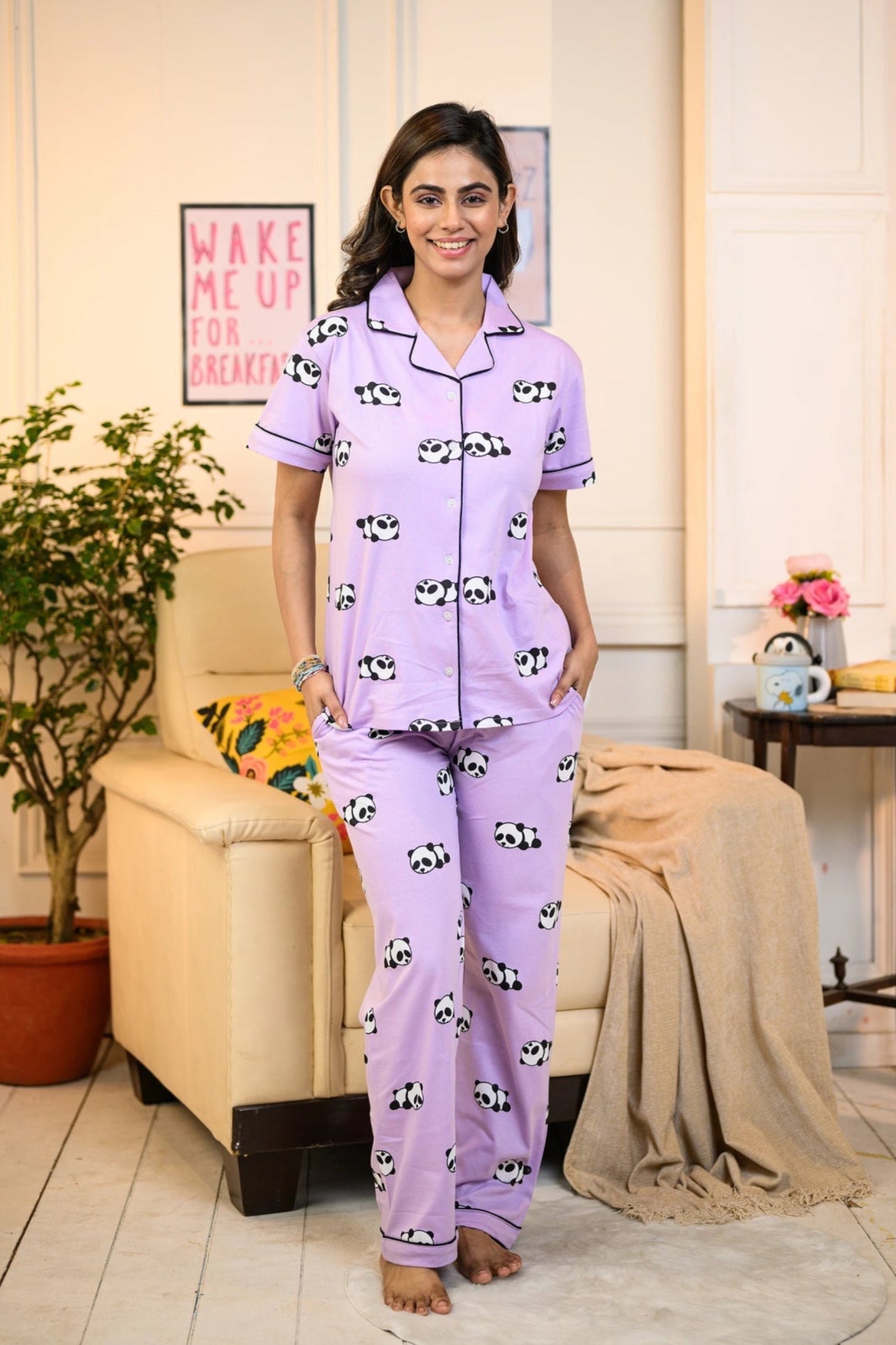 Shop Purple Panda Print Nightsuits and Pyjama Sets for Women