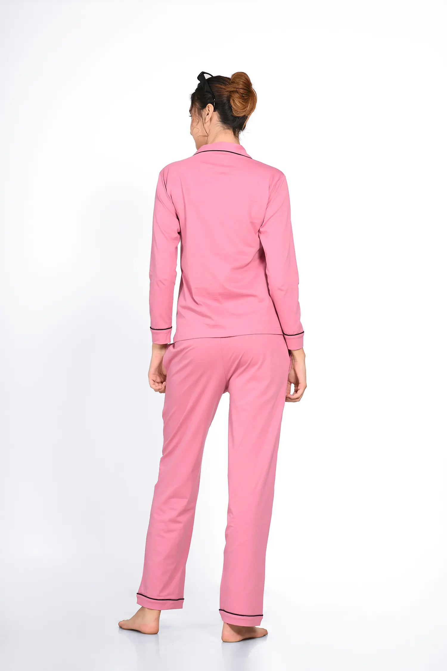 Pink Full Sleeve Nightsuit Set for Women - NapStory