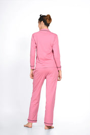Pink Full Sleeve Nightsuit Set for Women - NapStory